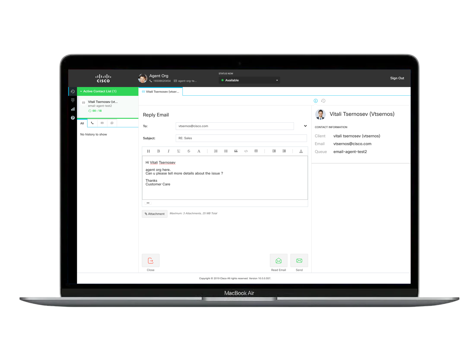 Cisco Webex Contact Center agent desktop